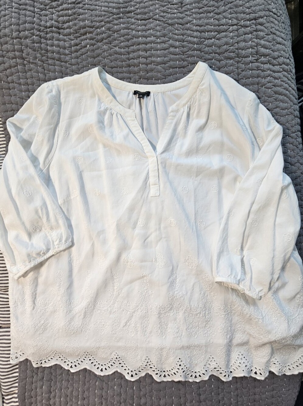 Talbots Cutout Pattern 3/4 Sleeve Shirt Size 3X